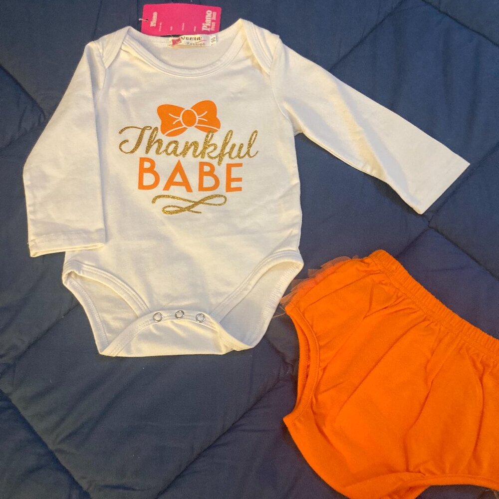 Thanksgiving onesie with bloomers 6 month
